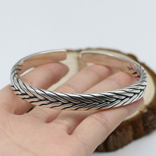 Sterling Silver Men's Braided Cuff Bracelet