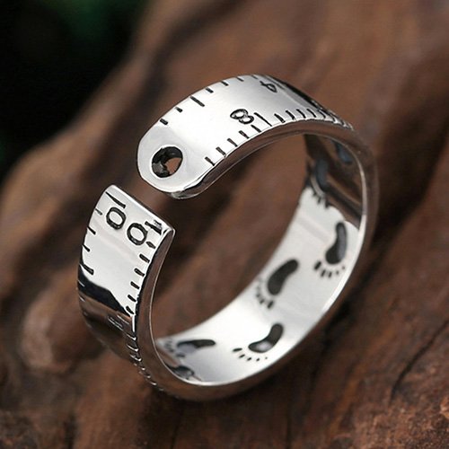 Sterling Silver Ruler Pinky Ring