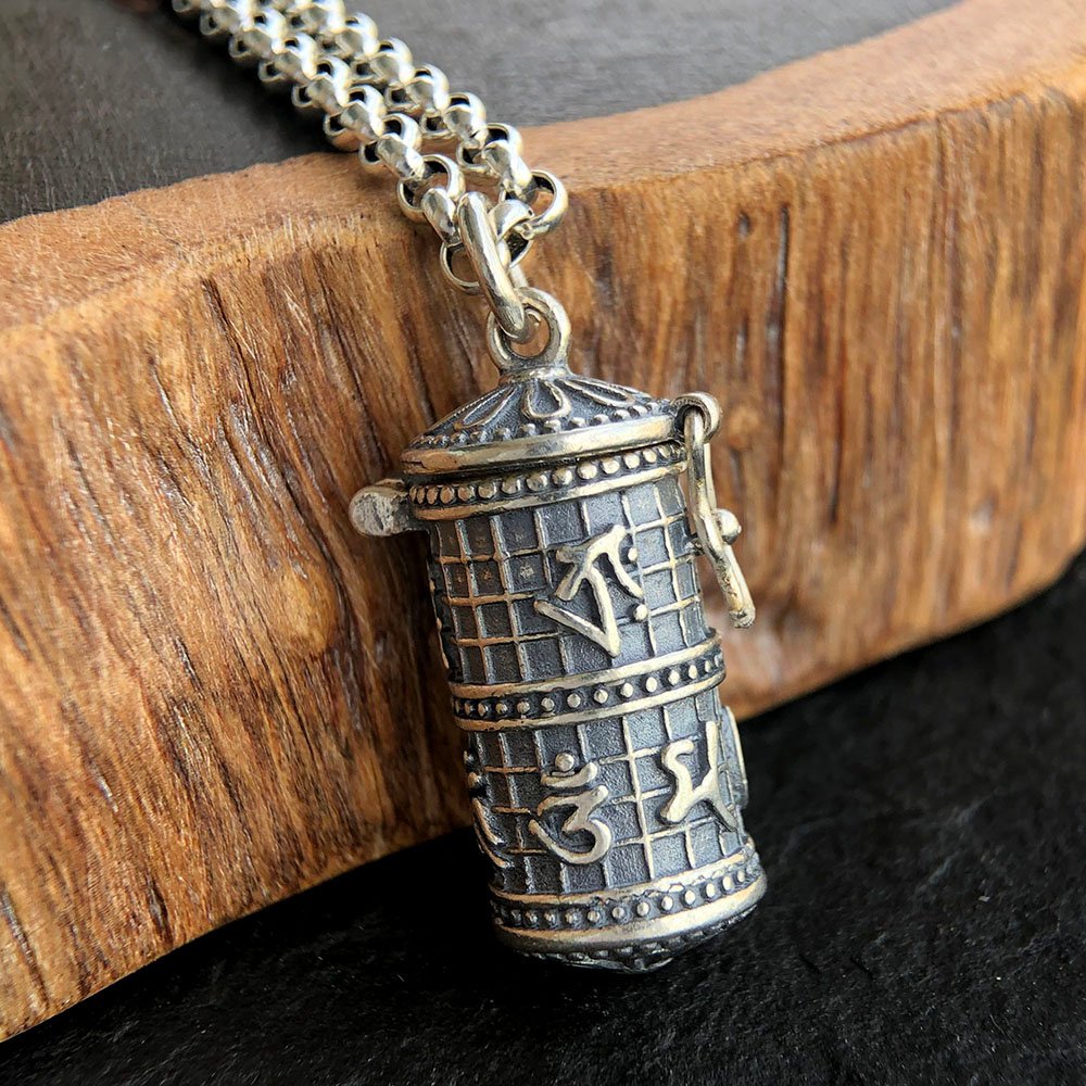 Men's Sterling Silver Six Word Proverbs Cylinder Necklace