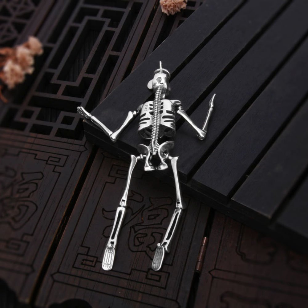 Sterling Silver Skeleton Pendant Necklace