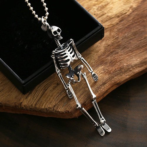 Sterling Silver Skeleton Pendant Necklace - Jewelry1000.com
