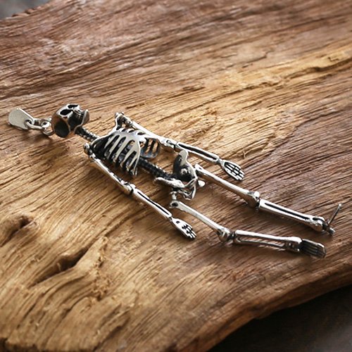 Sterling Silver Skeleton Pendant Necklace - Jewelry1000.com