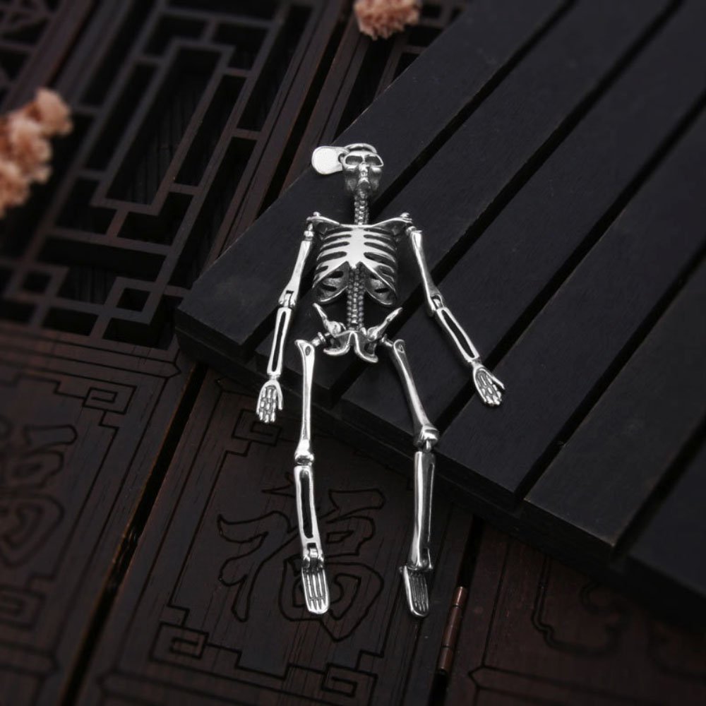 Sterling Silver Skeleton Pendant Necklace