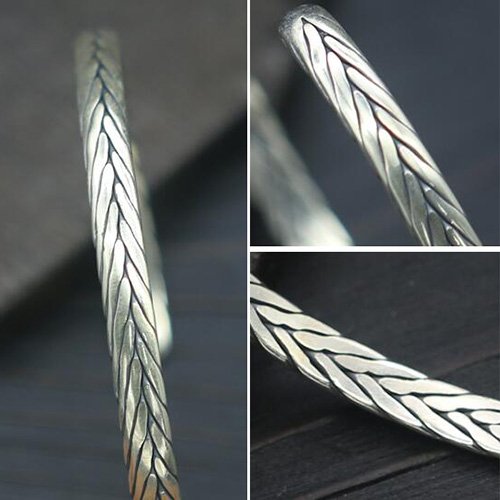 Sterling Silver Sleek Braided Cuff Bracelet