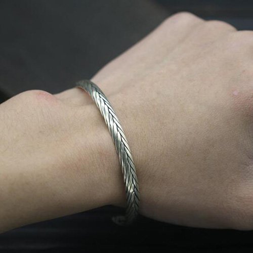 Sterling Silver Sleek Braided Cuff Bracelet