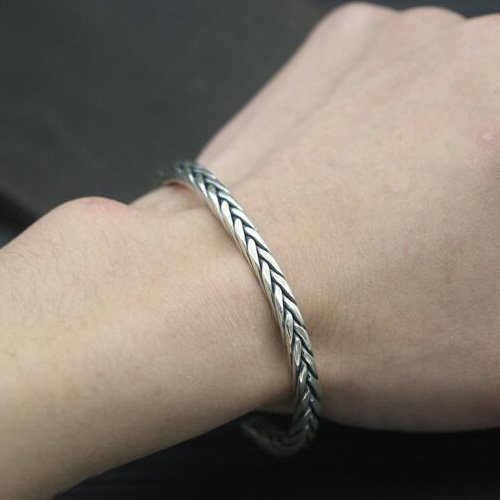 Sterling Silver Slim Braided Cuff Bracelet