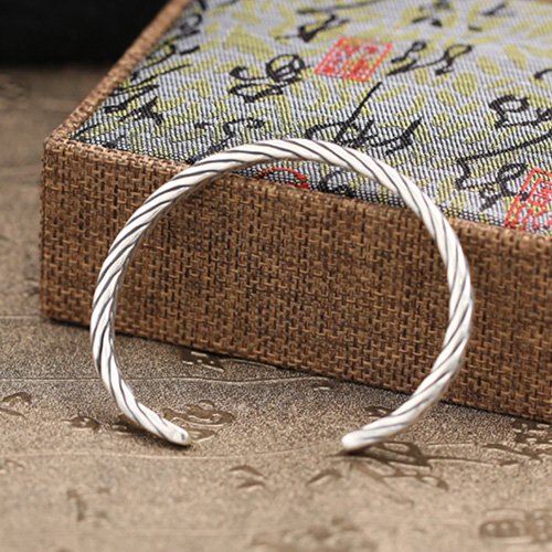 Sterling Silver Slim Braided Cuff Bracelet