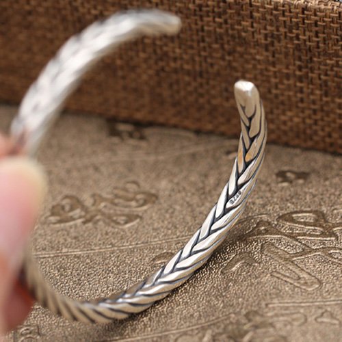 Sterling Silver Slim Braided Cuff Bracelet