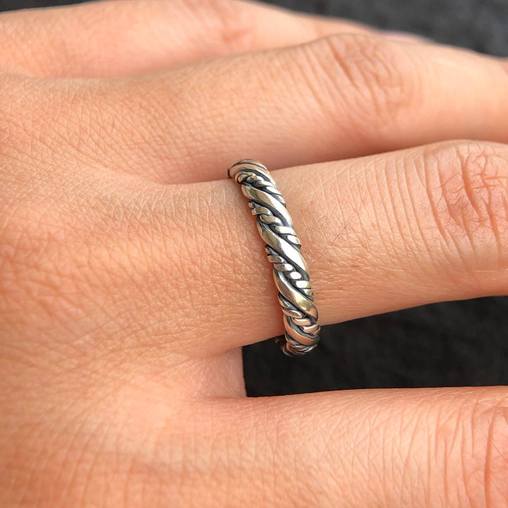 Sterling Silver Slim Braided Wrap Ring