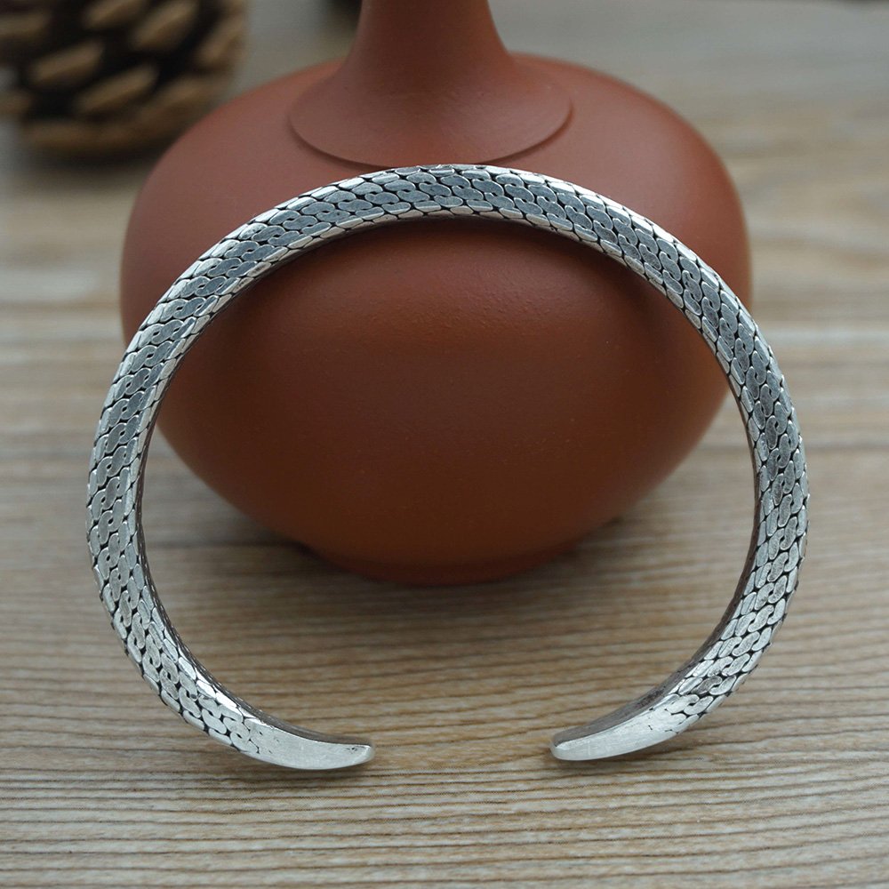 Sterling Silver Square Braided Cuff Bracelet