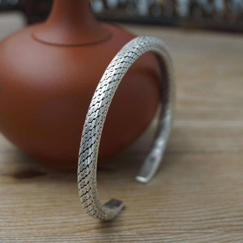 Sterling Silver Square Braided Cuff Bracelet