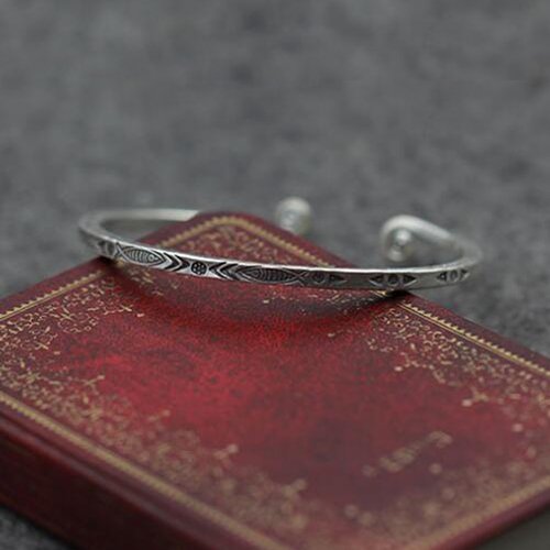 Sterling Silver Square Cuff Bracelet with Helix Ends