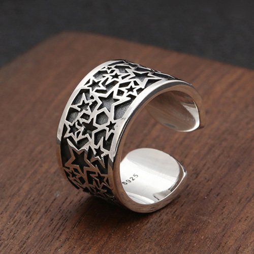 Sterling Silver Stars Pinky Ring