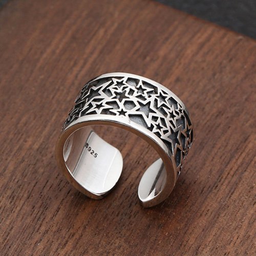 Sterling Silver Stars Pinky Ring