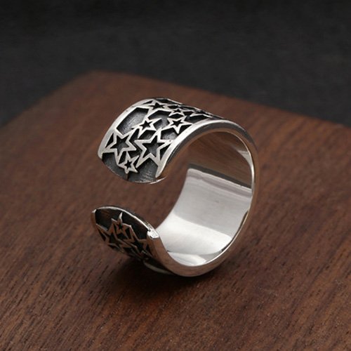 Sterling Silver Stars Pinky Ring