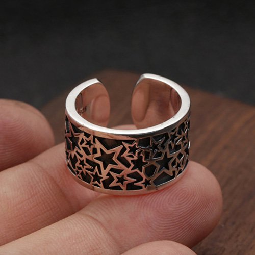 Sterling Silver Stars Pinky Ring