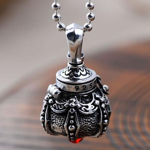 Sterling Silver Stupa Pendant Necklace