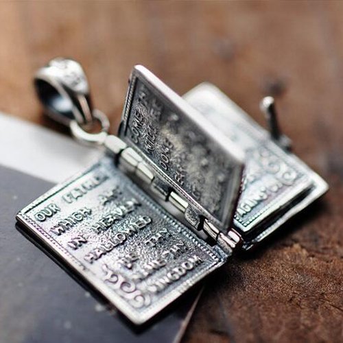 Sterling Silver Tiny Bible Necklace