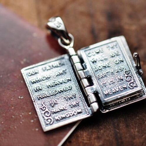 Sterling Silver Tiny Bible Necklace