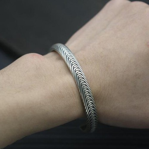 Sterling Silver Tire Pattern Cuff Bracelet