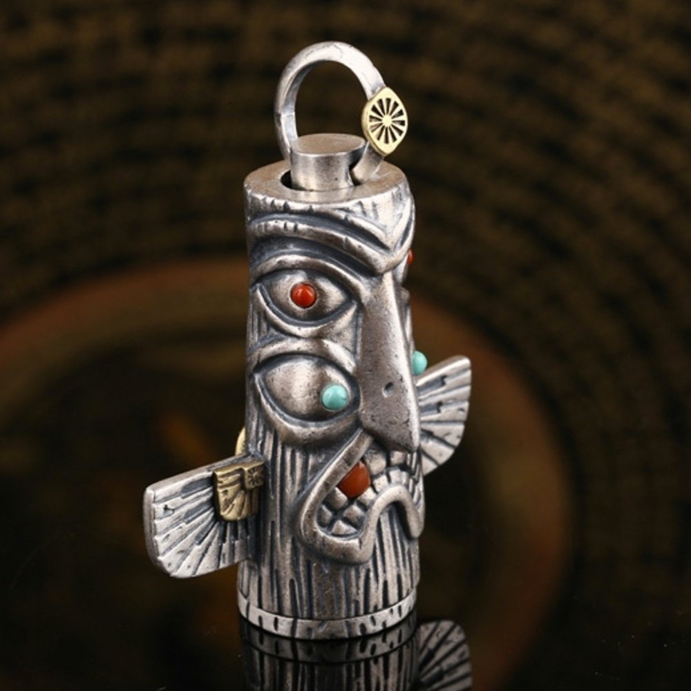 Sterling Silver Totem Pole Bottle Necklace