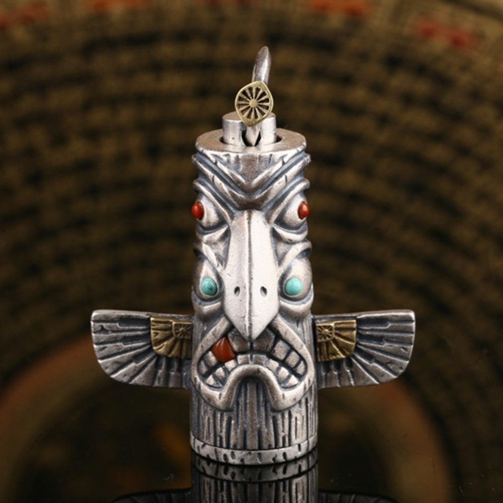 Sterling Silver Totem Pole Bottle Necklace