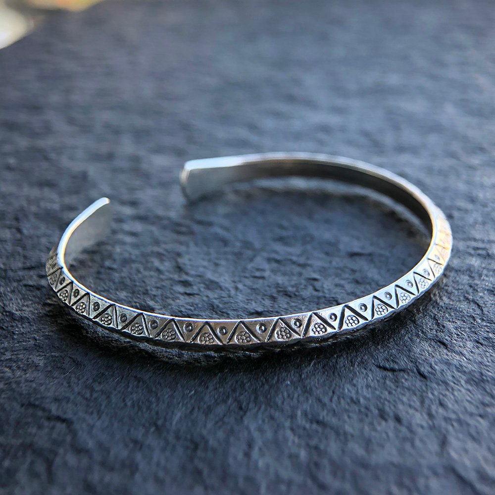 Sterling Silver Triangle Pattern Cuff Bracelet