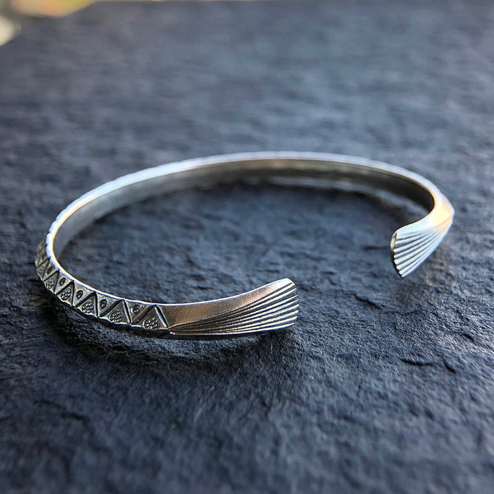 Sterling Silver Triangle Pattern Cuff Bracelet