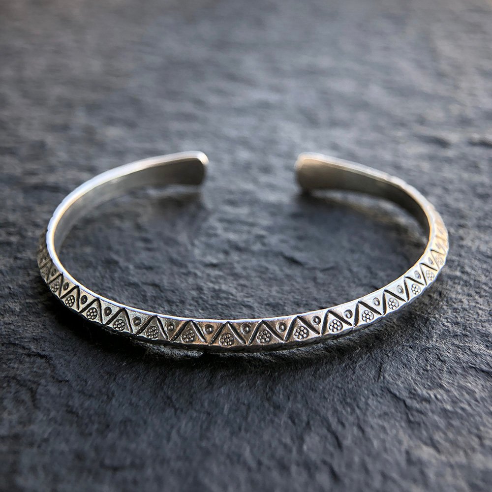 Sterling Silver Triangle Pattern Cuff Bracelet