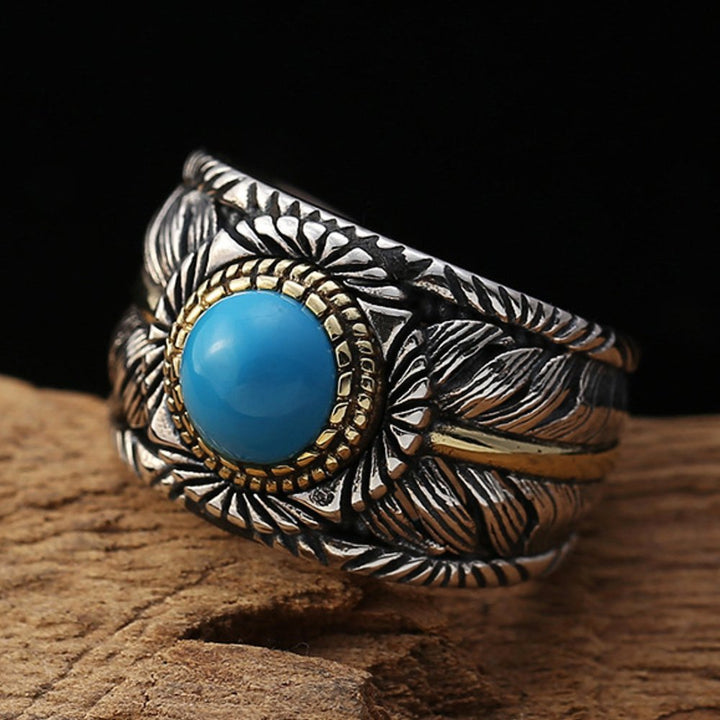 Sterling Silver Turquoise Feather Ring