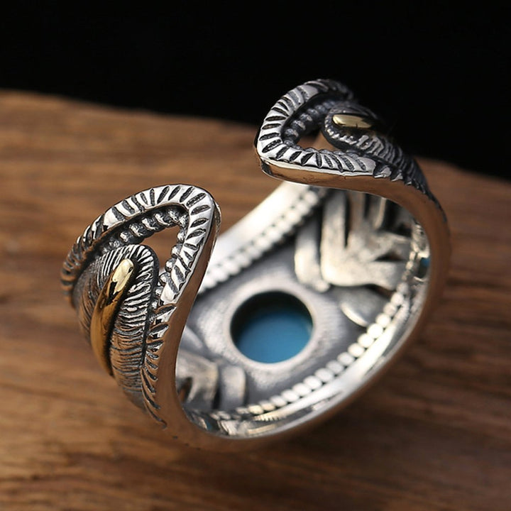 Sterling Silver Turquoise Feather Ring