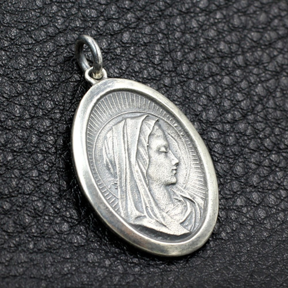 Sterling Silver Virgin Mary Tag Necklace