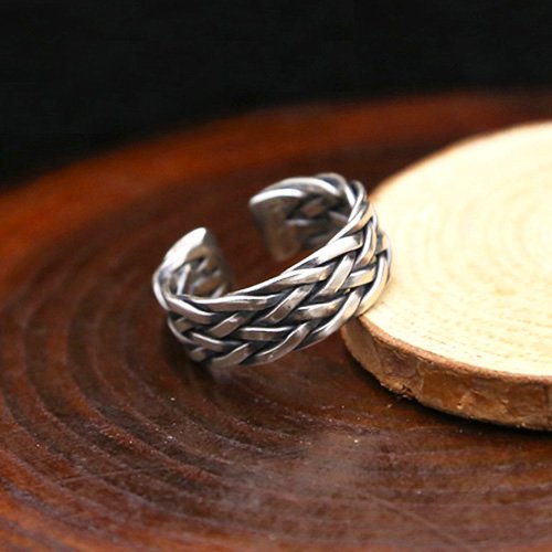 Sterling Silver Wide Braided Wrap Ring