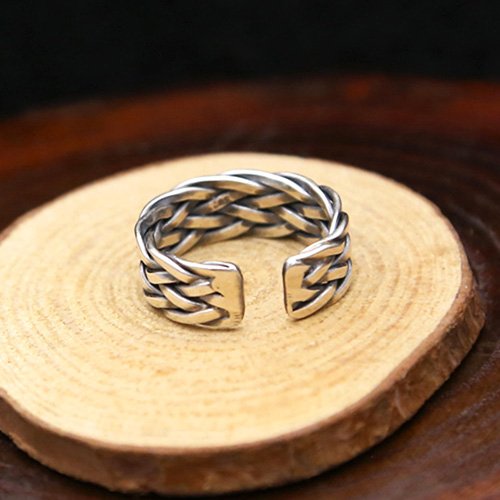 Sterling Silver Wide Braided Wrap Ring