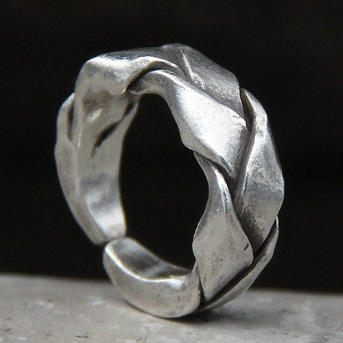 Sterling Silver Wide Strip Braided Pinkie Ring