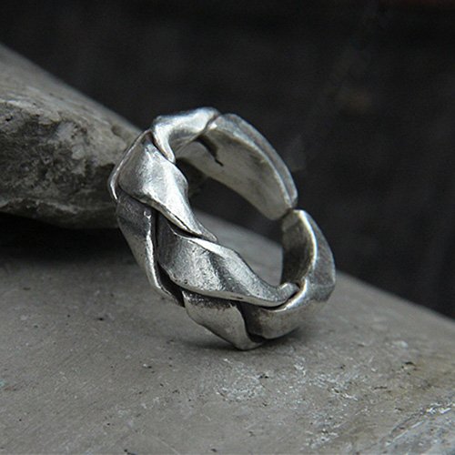 Sterling Silver Wide Strip Braided Pinkie Ring