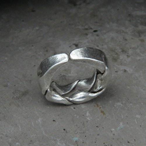 Sterling Silver Wide Strip Braided Pinkie Ring