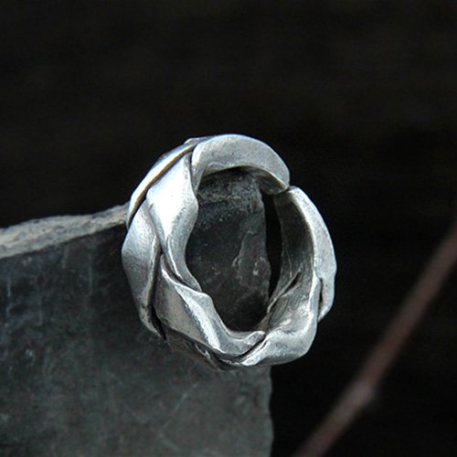 Sterling Silver Wide Strip Braided Pinkie Ring