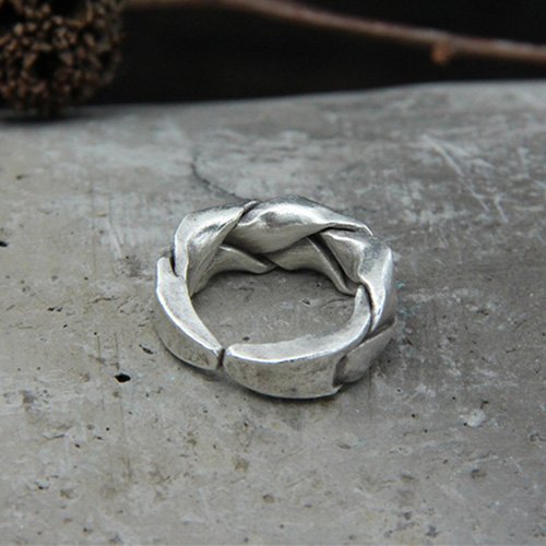 Sterling Silver Wide Strip Braided Pinkie Ring