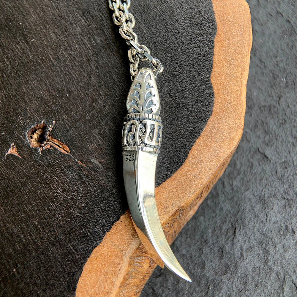 Men's Sterling Silver Wolf Tooth Pendant Necklace