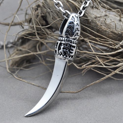 Men's Sterling Silver Wolf Tooth Pendant Necklace