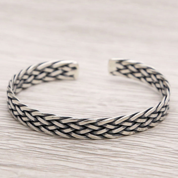 Sterling Silver Braided Cuff Bracelet