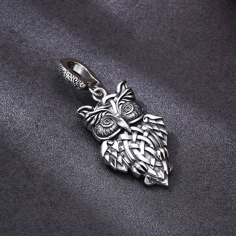 Sterling Silver Celtic Knot Owl Pendant Necklace