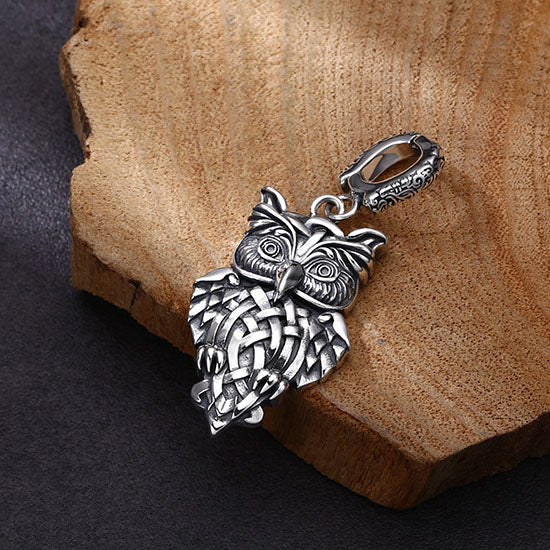 Sterling Silver Celtic Knot Owl Pendant Necklace