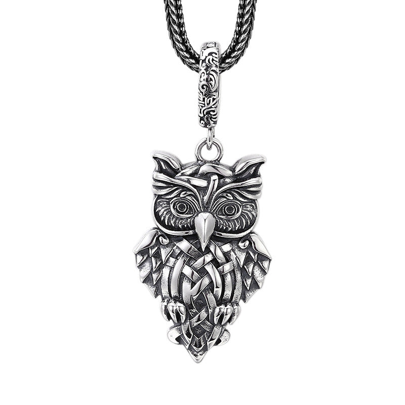 Sterling Silver Celtic Knot Owl Pendant Necklace