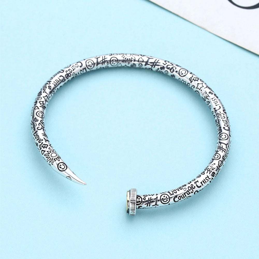 Sterling Silver Doodles Nail Cuff Bracelet