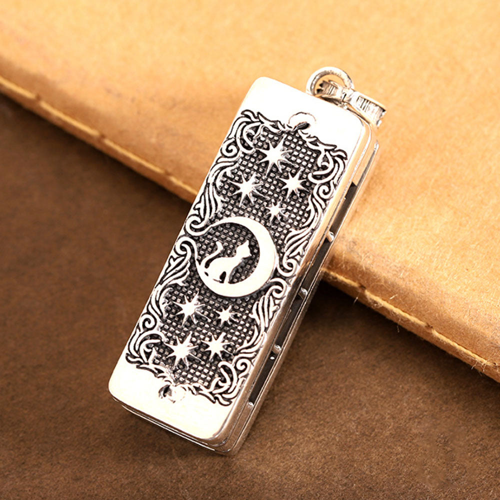 Sterling Silver Harmonica Pendant Necklace