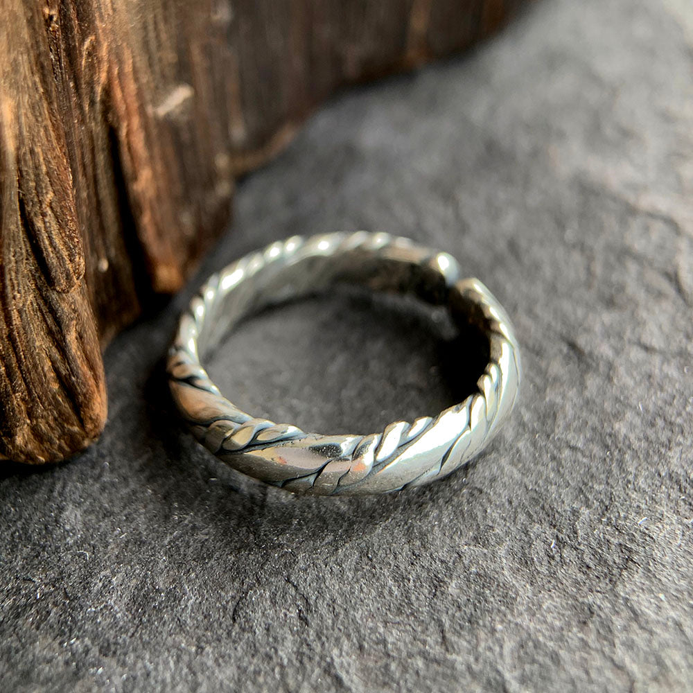 Sterling Silver Slim Braided Pinky Ring