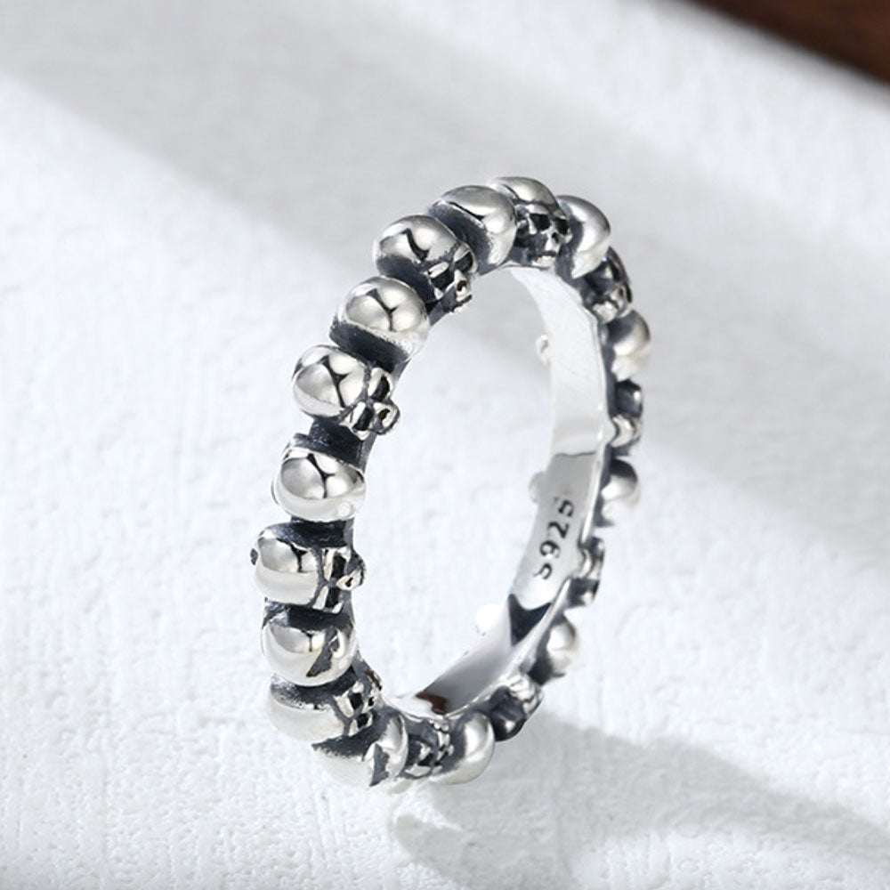 Sterling Silver Slim Skulls Ring for Men