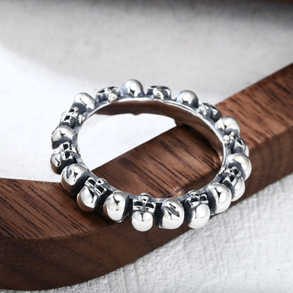 Sterling Silver Slim Skulls Ring for Men